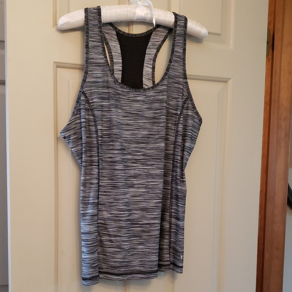 Danskin Black and Gray Striped Tank Top